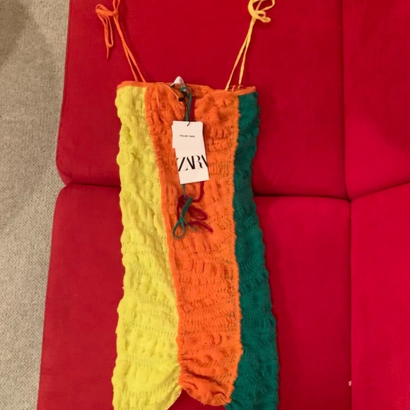 Zara LINEN BLEND KNIT MINI DRESS - Picture 9 of 10